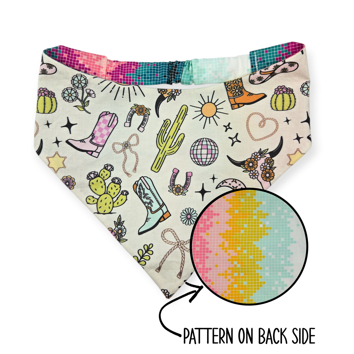 Disco Cowgirl/Lightwave Ignite Reversible Slip-on Scrunchie Bandana (Large)