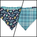 Egg-stra Cute/Aqua Plaid Slip-on Scrunchie Bandana (Medium/Large)