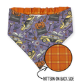 Halloweentown/Orange Plaid Reversible Slip-on Scrunchie Bandana (Small/Medium)