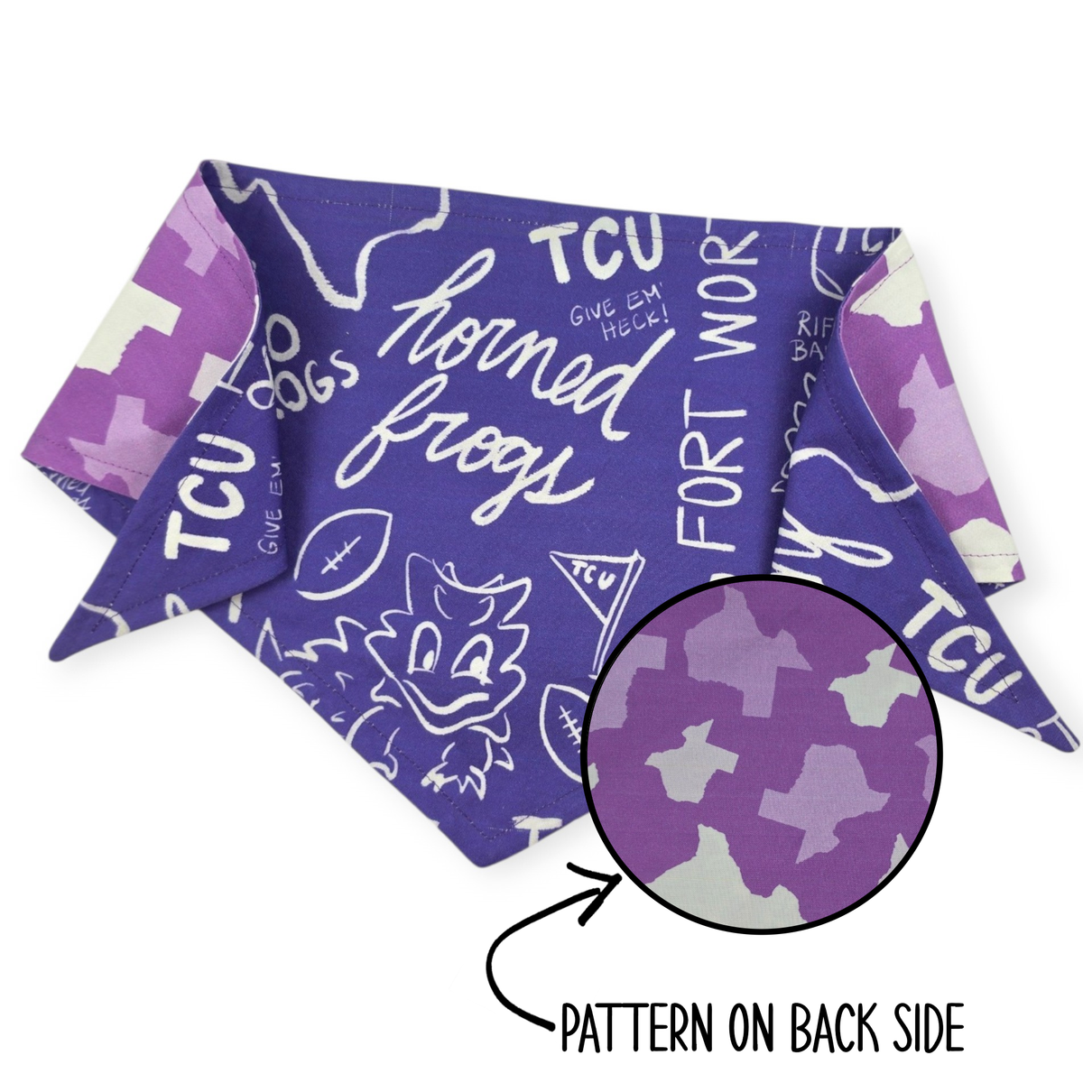 Horned Frogs/Purple Texas Reversible Tie-on Bandana (Medium)