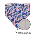 Pink Preppy Bluebonnets/Pink Plaid Reversible Slip-on Scrunchie Bandana (Small/Medium)