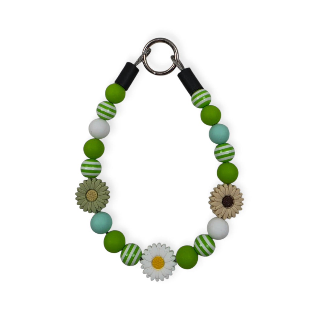 Green Daisy Beaded Collar - 11.75"